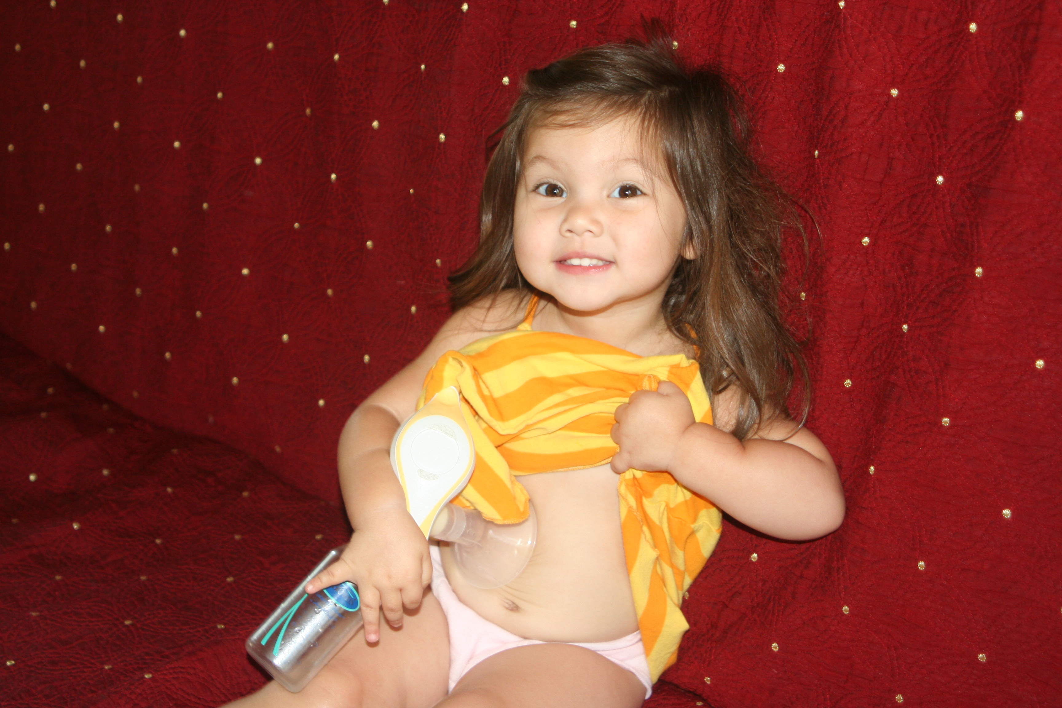 My daughter pumping