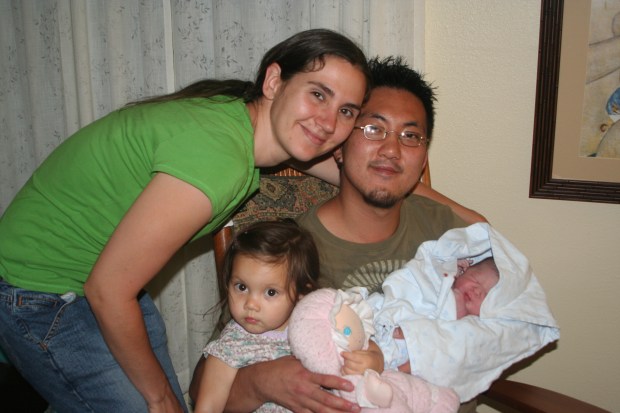 Our family with my good doula friend Rebekkah